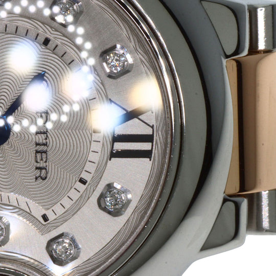 CARTIER Watches Quartz WE902030 Stainless Steel , SSxK18PG Silver Baron Blue 1.1" 11P Diamond Silver dial Women Used Authentic