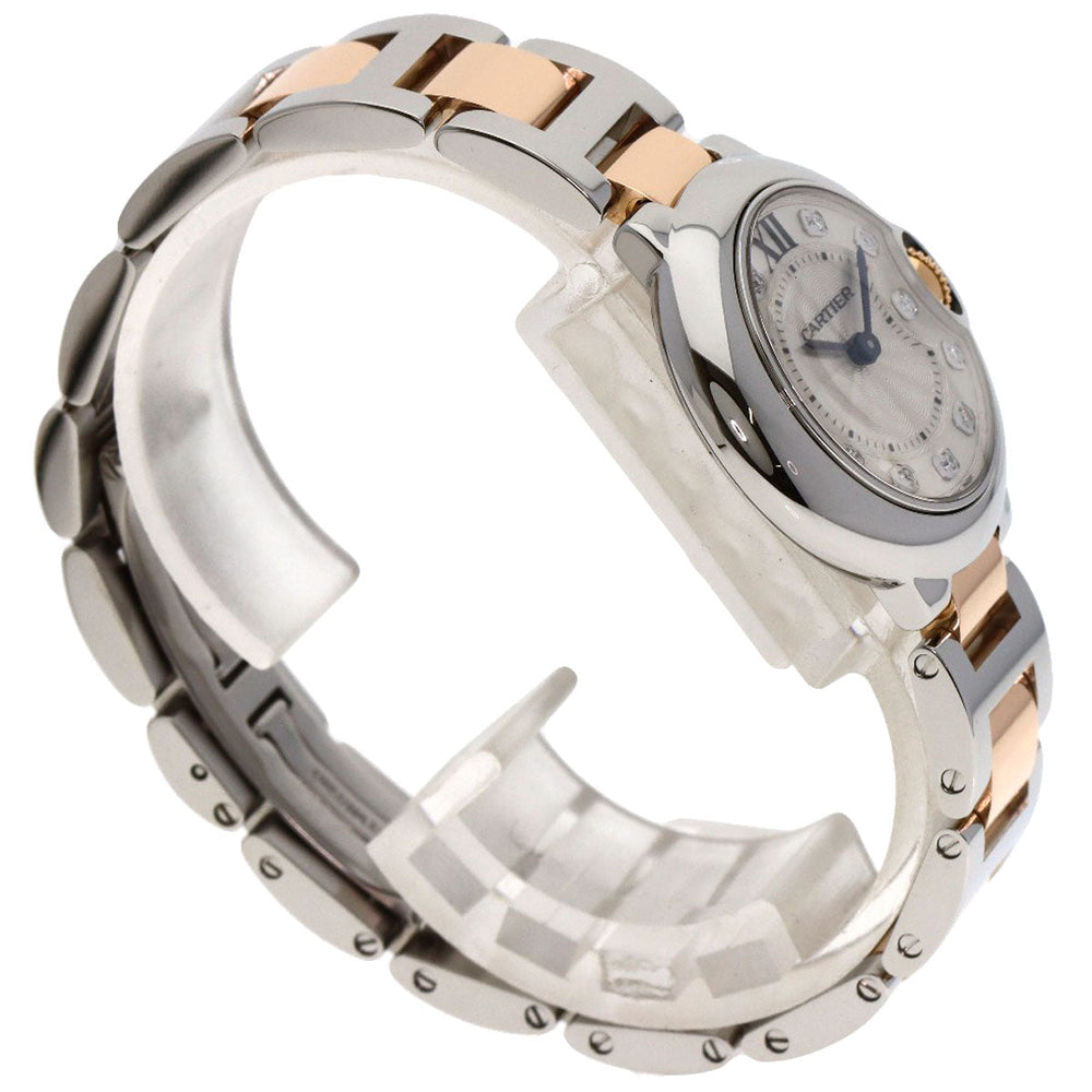 CARTIER Watches Quartz WE902030 Stainless Steel , SSxK18PG Silver Baron Blue 1.1" 11P Diamond Silver dial Women Used Authentic