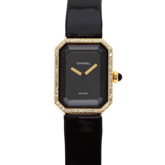CHANEL Watches Quartz H0094 K18YG, leather gold Premiere black dial Women Used Authentic