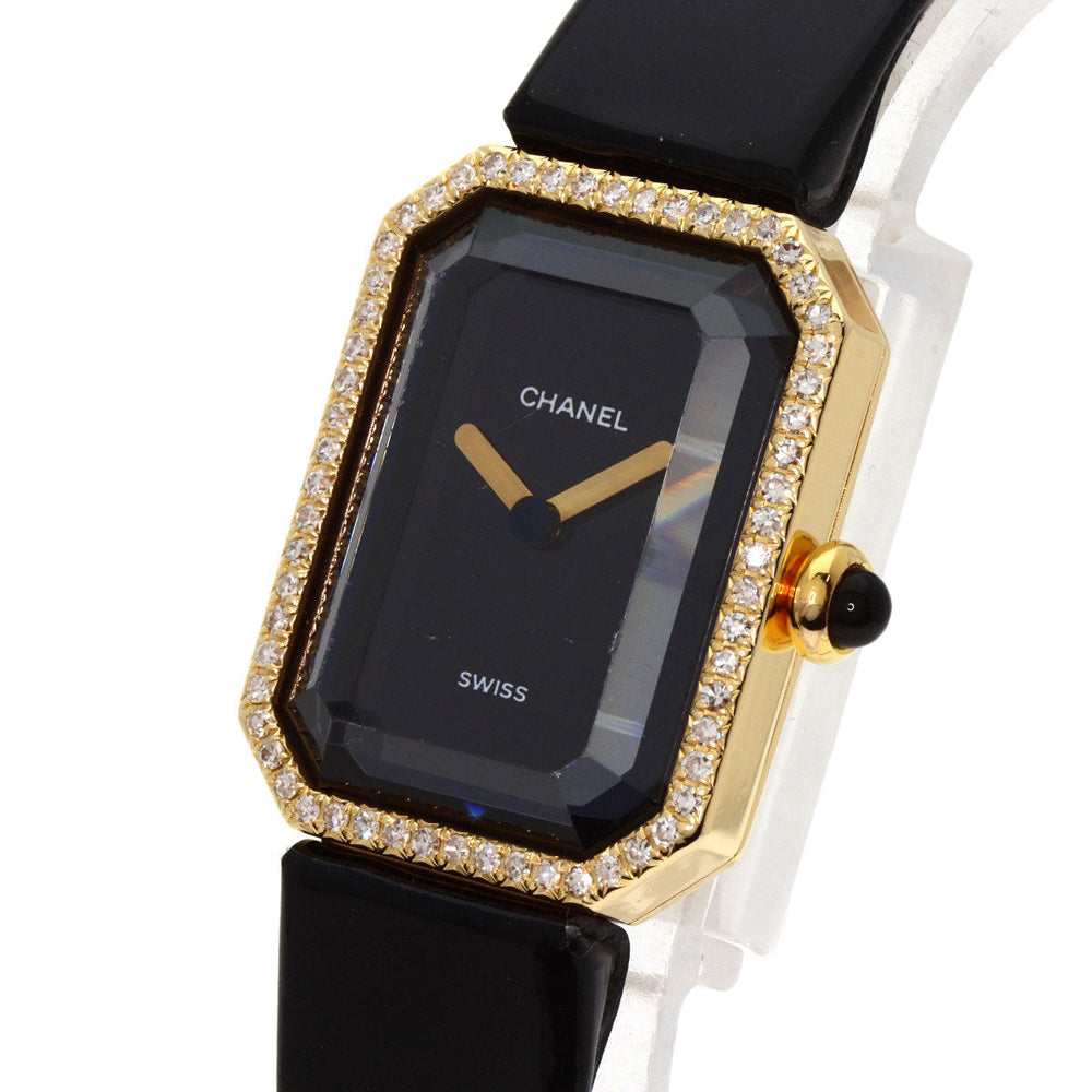 CHANEL Watches Quartz H0094 K18YG, leather gold Premiere black dial Women Used Authentic