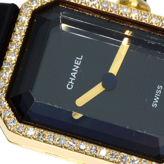 CHANEL Watches Quartz H0094 K18YG, leather gold Premiere black dial Women Used Authentic