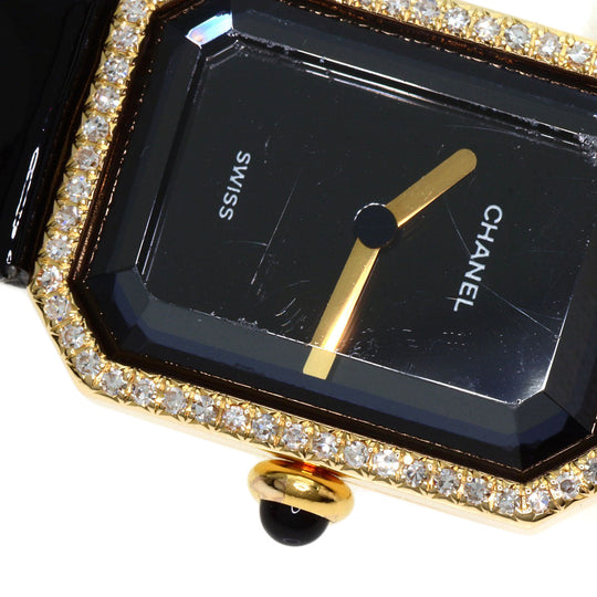 CHANEL Watches Quartz H0094 K18YG, leather gold Premiere black dial Women Used Authentic