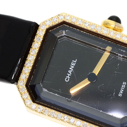 CHANEL Watches Quartz H0094 K18YG, leather gold Premiere black dial Women Used Authentic