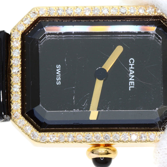 CHANEL Watches Quartz H0094 K18YG, leather gold Premiere black dial Women Used Authentic