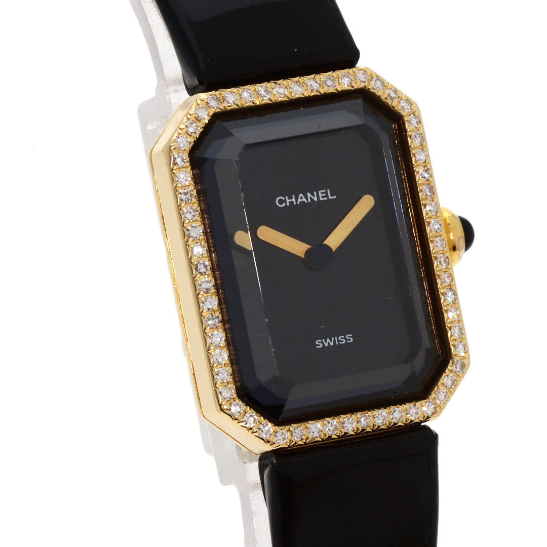 CHANEL Watches Quartz H0094 K18YG, leather gold Premiere black dial Women Used Authentic