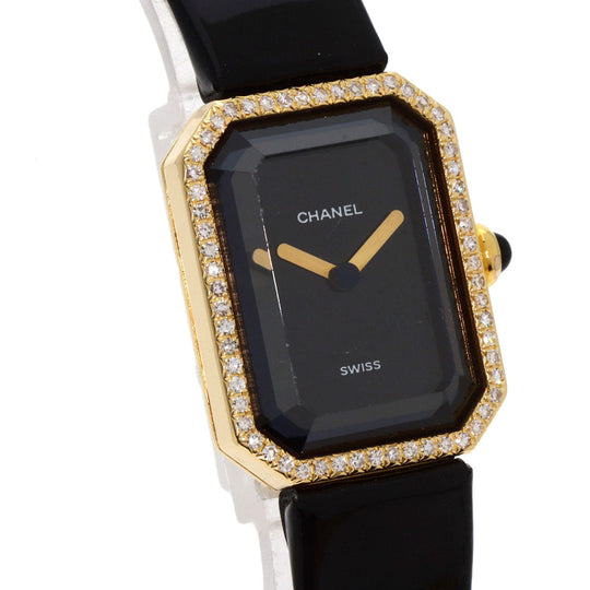 CHANEL Watches Quartz H0094 K18YG, leather gold Premiere black dial Women Used Authentic