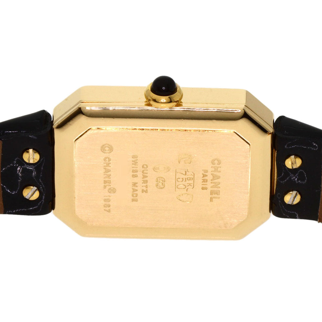 CHANEL Watches Quartz H0094 K18YG, leather gold Premiere black dial Women Used Authentic