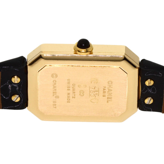 CHANEL Watches Quartz H0094 K18YG, leather gold Premiere black dial Women Used Authentic