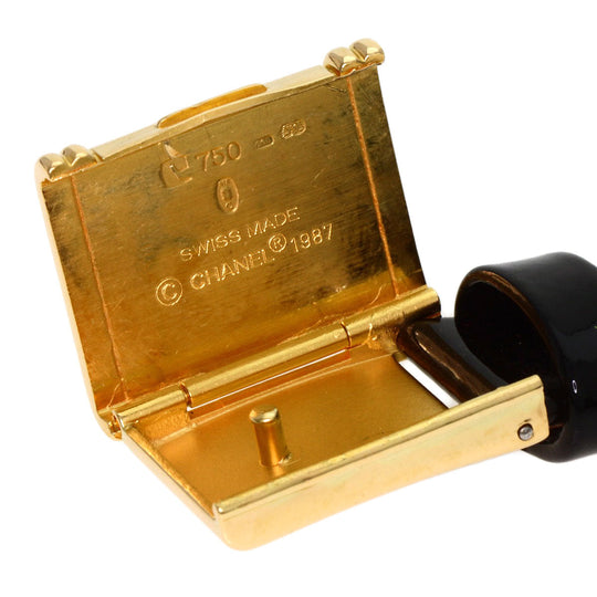 CHANEL Watches Quartz H0094 K18YG, leather gold Premiere black dial Women Used Authentic