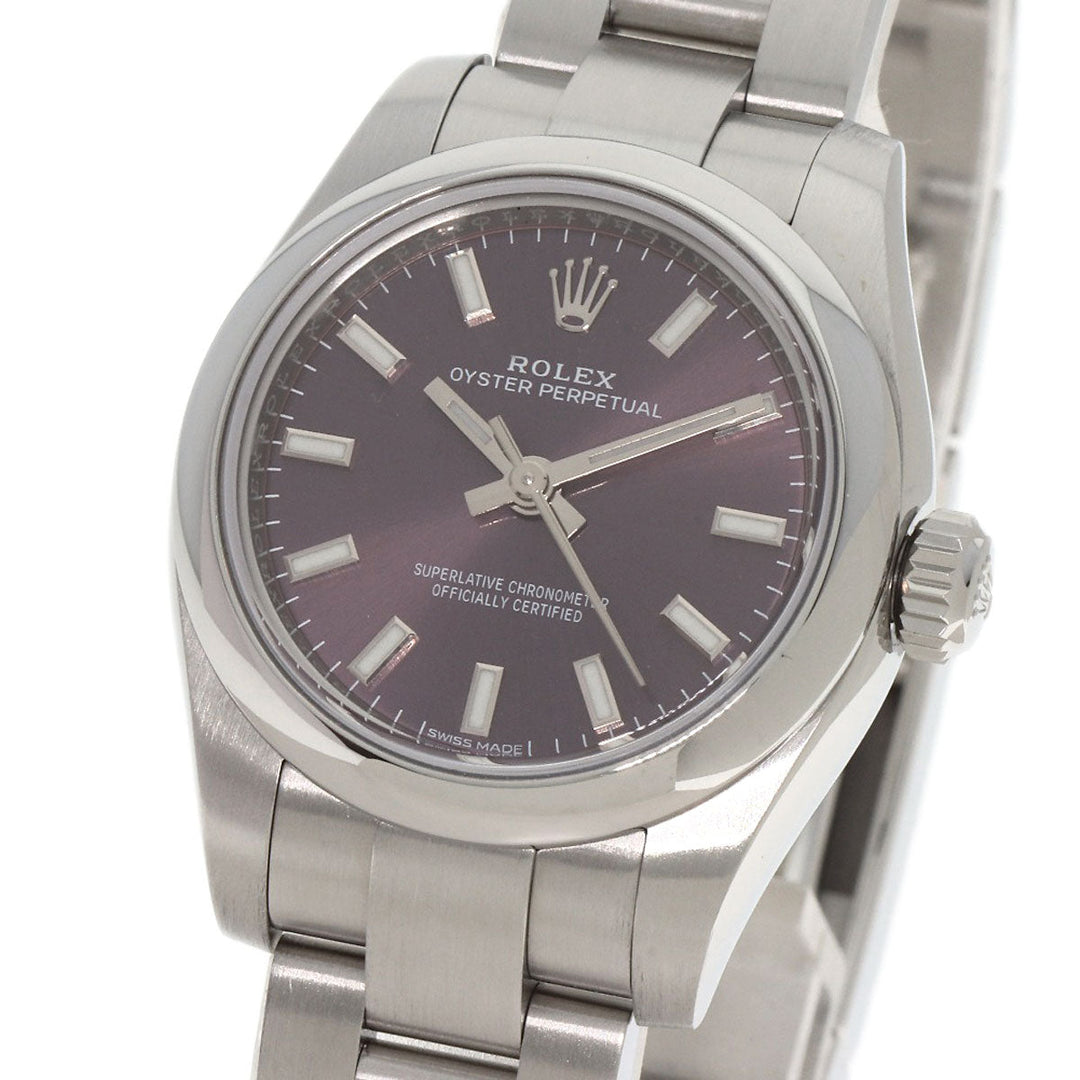 ROLEX Watches Mechanical Automatic 176200 Stainless Steel , Stainless Steel Silver Oyster Perpetual 26 Red Grape Red grape dial Women Used Authentic