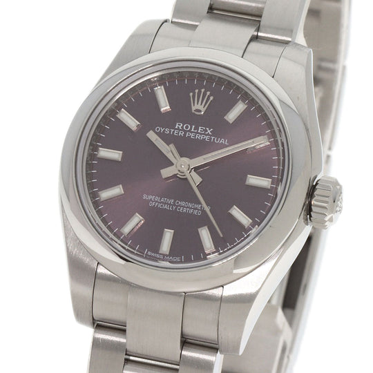ROLEX Watches Mechanical Automatic 176200 Stainless Steel , Stainless Steel Silver Oyster Perpetual 26 Red Grape Red grape dial Women Used Authentic