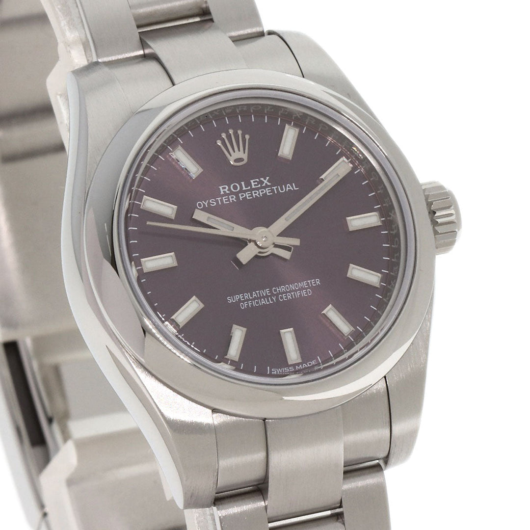 ROLEX Watches Mechanical Automatic 176200 Stainless Steel , Stainless Steel Silver Oyster Perpetual 26 Red Grape Red grape dial Women Used Authentic