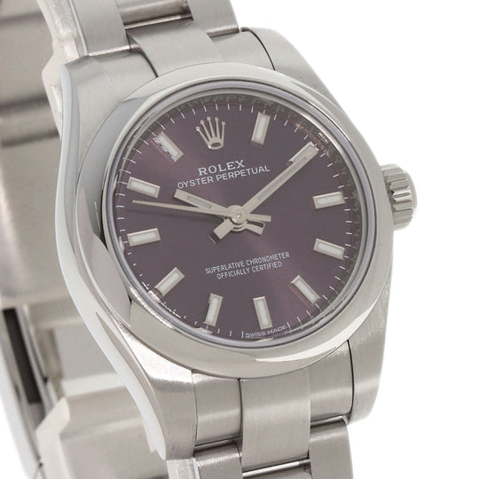 ROLEX Watches Mechanical Automatic 176200 Stainless Steel , Stainless Steel Silver Oyster Perpetual 26 Red Grape Red grape dial Women Used Authentic
