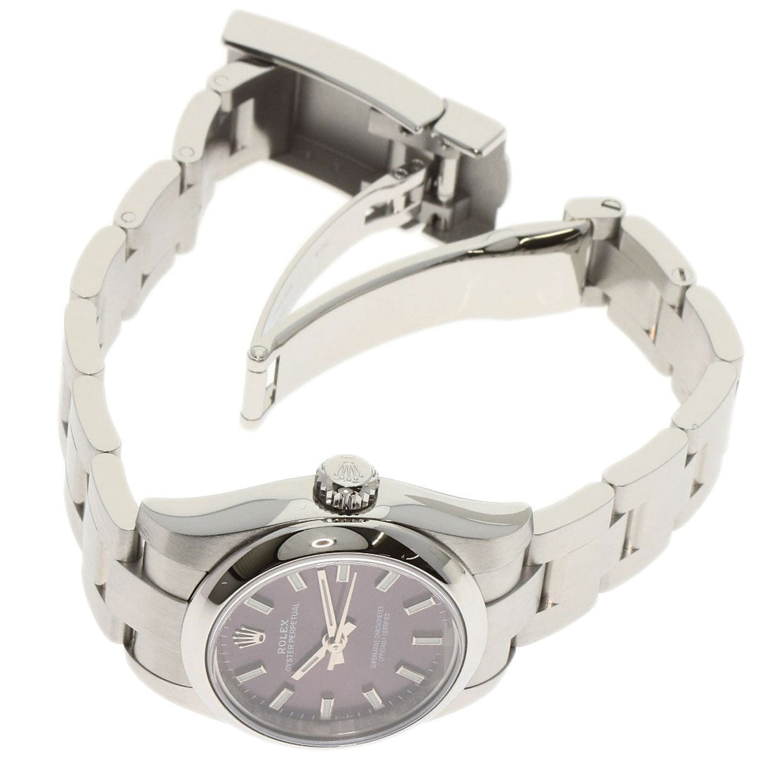 ROLEX Watches Mechanical Automatic 176200 Stainless Steel , Stainless Steel Silver Oyster Perpetual 26 Red Grape Red grape dial Women Used Authentic