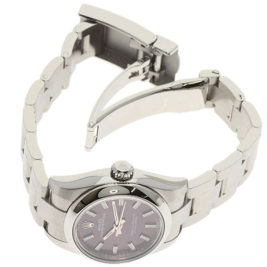 ROLEX Watches Mechanical Automatic 176200 Stainless Steel , Stainless Steel Silver Oyster Perpetual 26 Red Grape Red grape dial Women Used Authentic