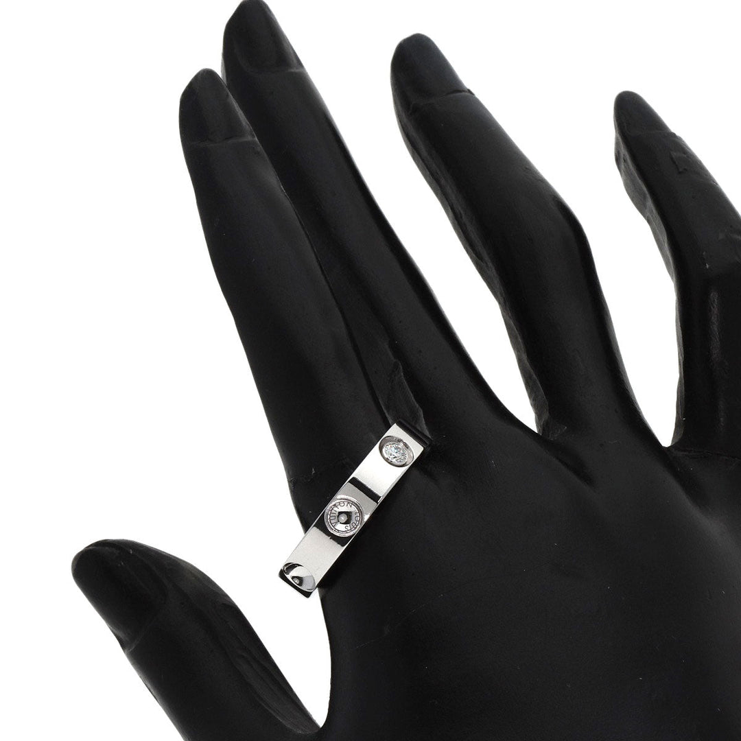 LOUIS VUITTON Ring K18WG Silver Petite Bourg Empreinte 1P Diamond #65