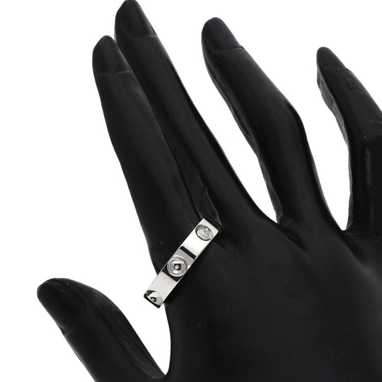 LOUIS VUITTON Ring K18WG Silver Petite Bourg Empreinte 1P Diamond #65