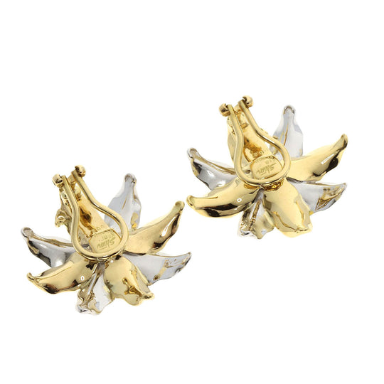SHUN TAMURA Earring K18YG , PT900 gold Flower motif 1P diamond Women Used Authentic