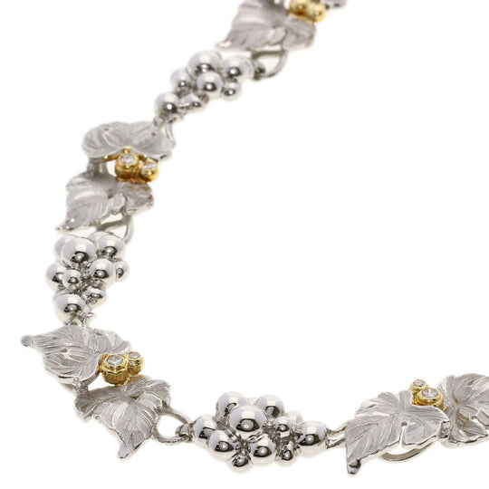 NOBUKO ISHIKAWA Necklace PT900 , K18YG Silver Grape Diamond AsTime Women Used Authentic