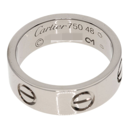 CARTIER Ring K18WG Silver Love Ring #48 Women Used Authentic