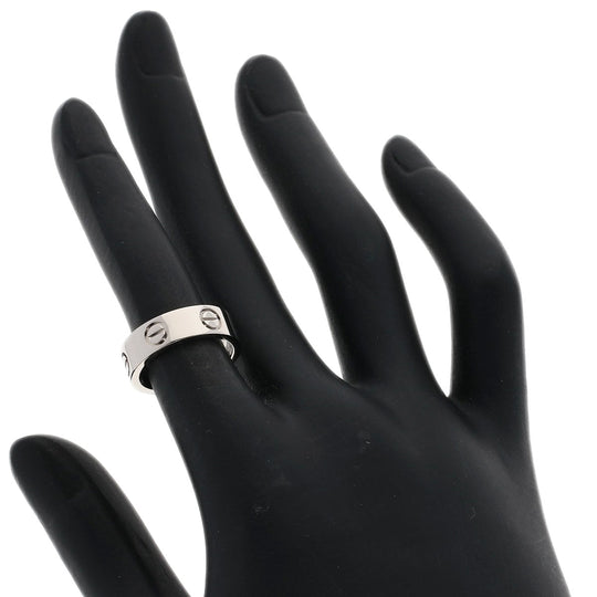 CARTIER Ring K18WG Silver Love Ring #48 Women Used Authentic