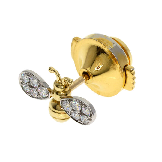 Gimel Tie pin 18K gold Tie tack with bee motif and diamond