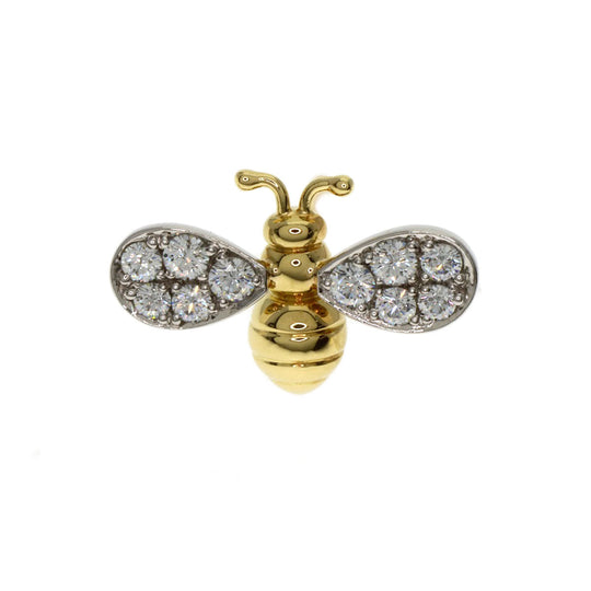 Gimel Tie pin 18K gold Tie tack with bee motif and diamond