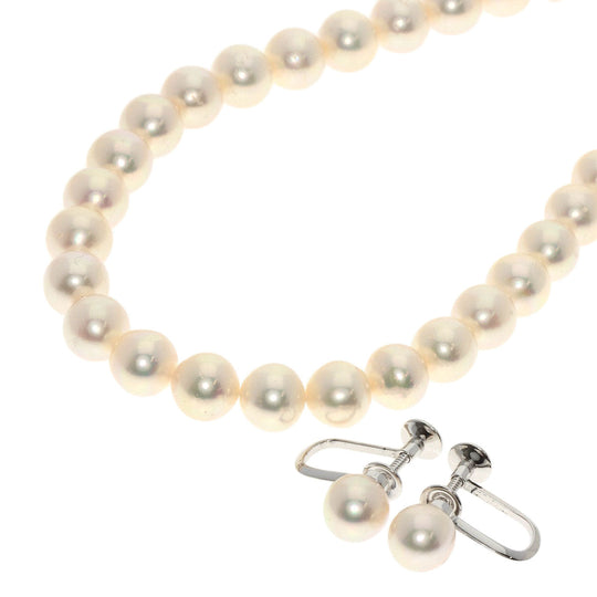 TASAKI Necklace SV ,  Pearl white Pearl Earrings 2-piece set Women Used Authentic
