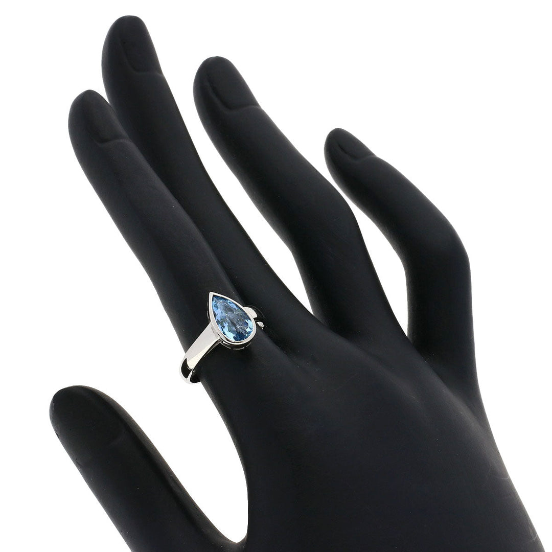 TASAKI Ring PT900 Silver Aquamarine Women Used Authentic