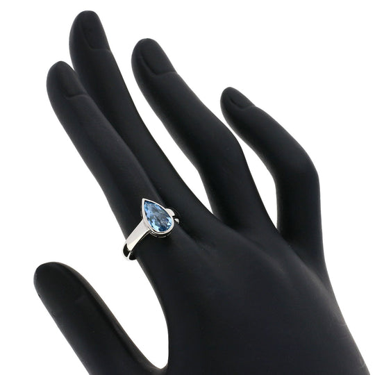 TASAKI Ring PT900 Silver Aquamarine Women Used Authentic