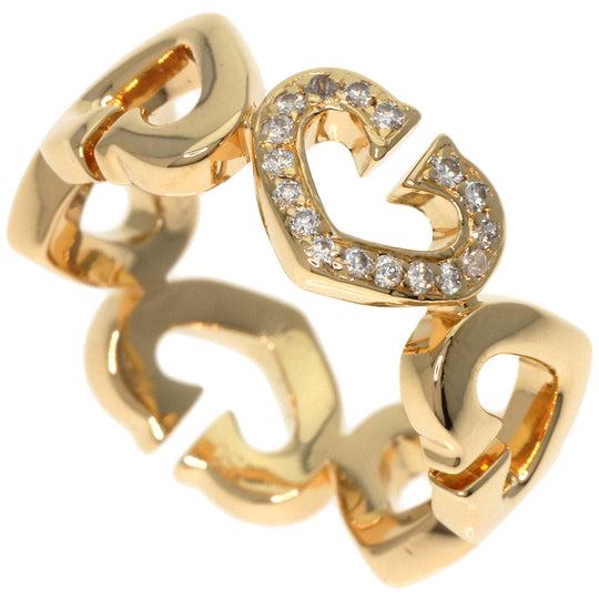 CARTIER Ring 18K Yellow Gold gold C Heart Diamond # 49
