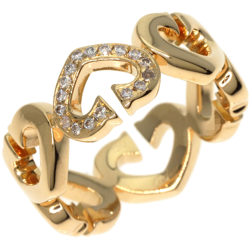 CARTIER Ring 18K Yellow Gold gold C Heart Diamond # 49