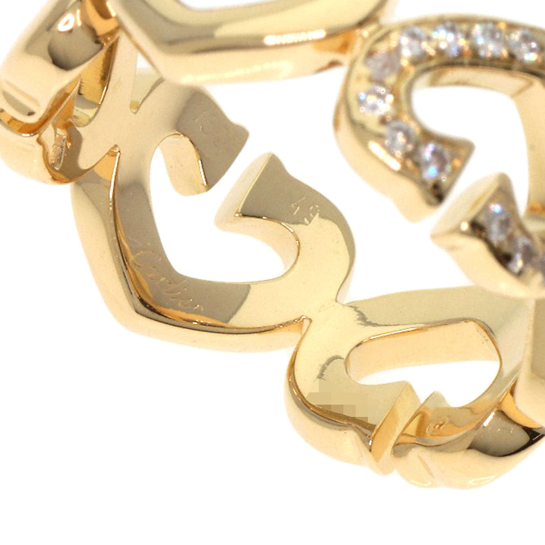CARTIER Ring 18K Yellow Gold gold C Heart Diamond # 49