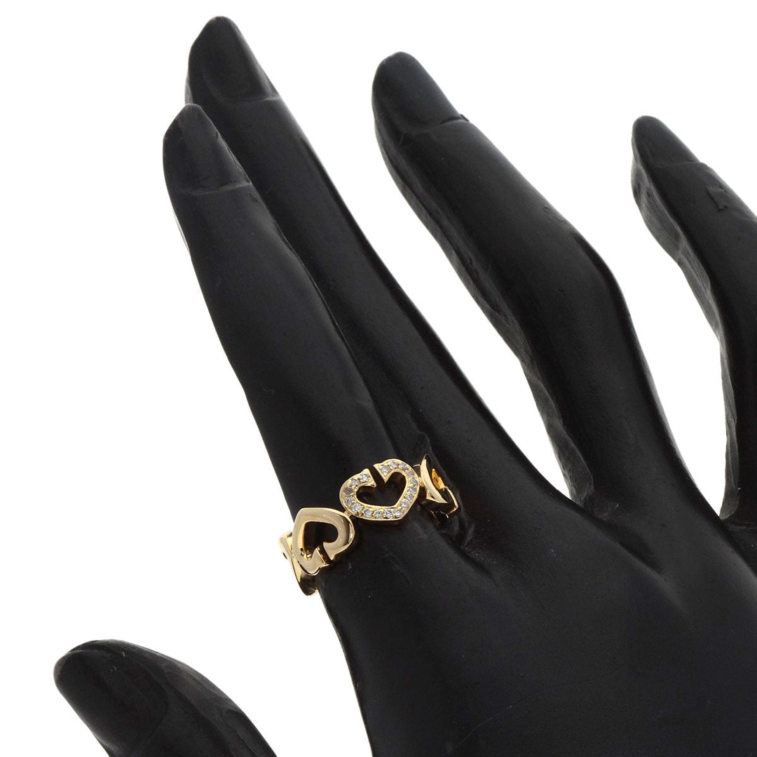 CARTIER Ring 18K Yellow Gold gold C Heart Diamond # 49