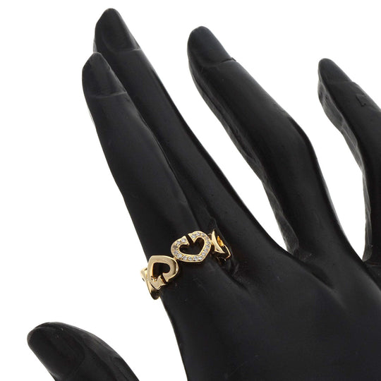 CARTIER Ring 18K Yellow Gold gold C Heart Diamond # 49