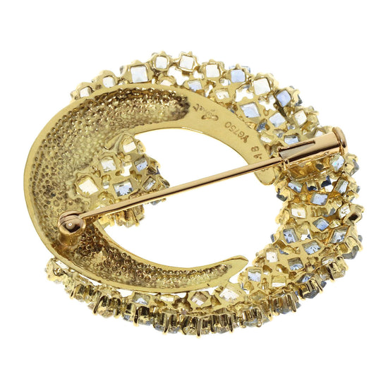JUNE Brooch 18K Yellow Gold gold sapphire Women Used Authentic