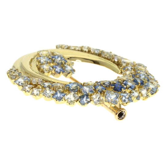 JUNE Brooch 18K Yellow Gold gold sapphire Women Used Authentic