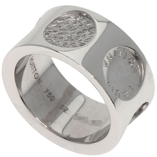LOUIS VUITTON Ring K18WG Silver Grand Berg Empreinte Diamond #52