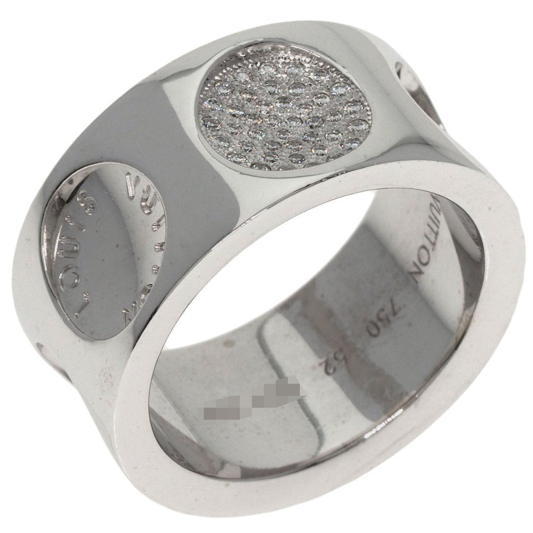 LOUIS VUITTON Ring K18WG Silver Grand Berg Empreinte Diamond #52