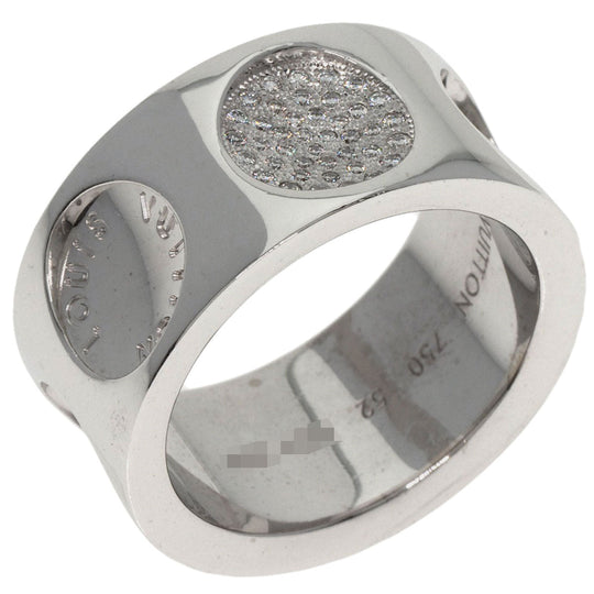 LOUIS VUITTON Ring K18WG Silver Grand Berg Empreinte Diamond #52