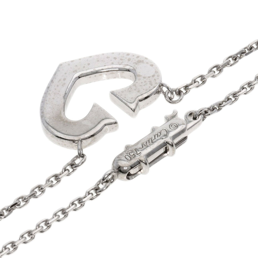 CARTIER Necklace K18WG Silver C heart Women Used Authentic