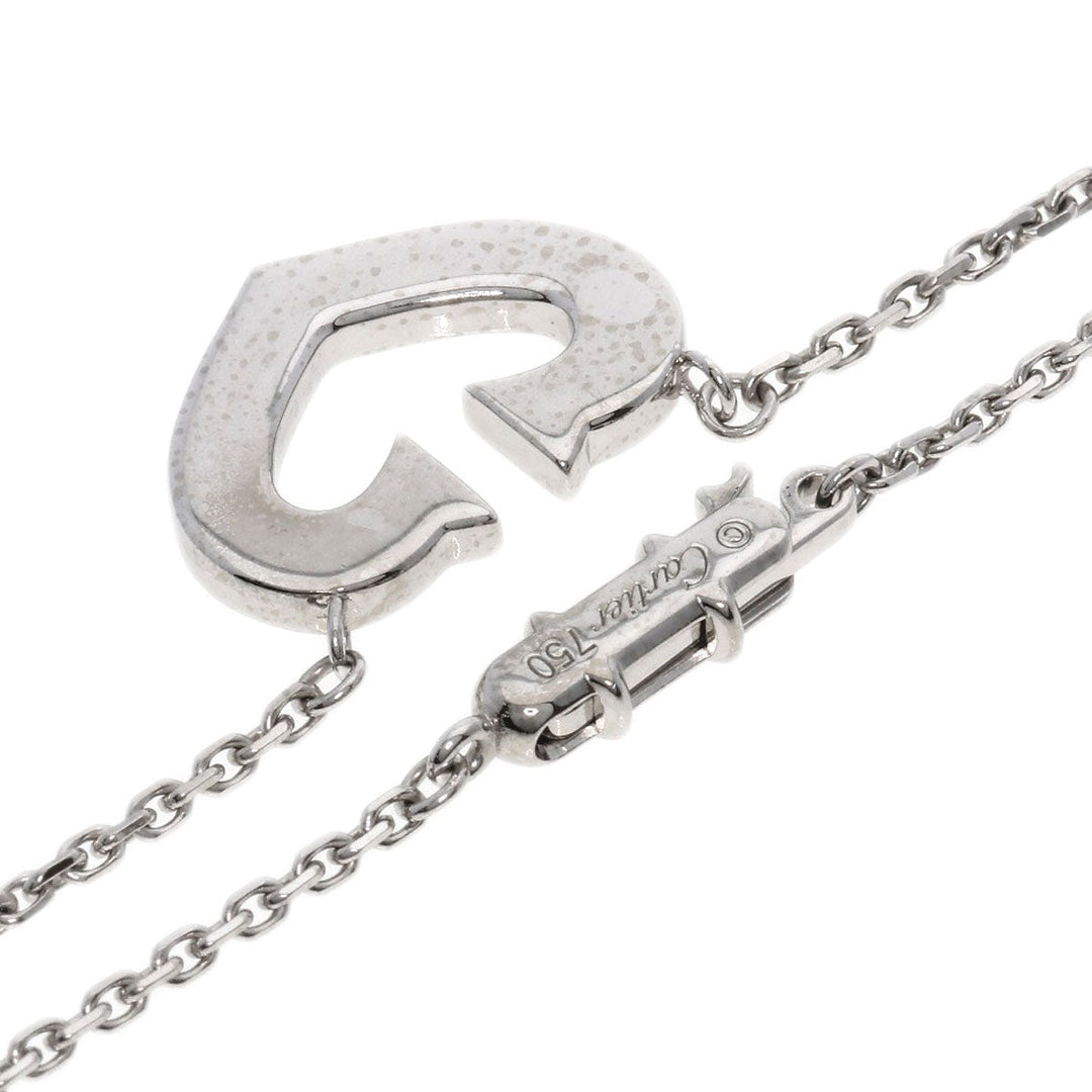 CARTIER Necklace K18WG Silver C heart Women Used Authentic