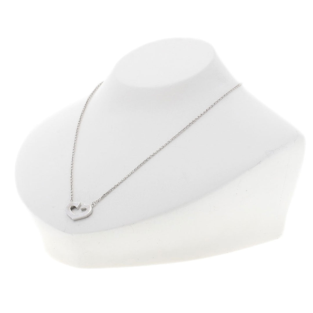 CARTIER Necklace K18WG Silver C heart Women Used Authentic