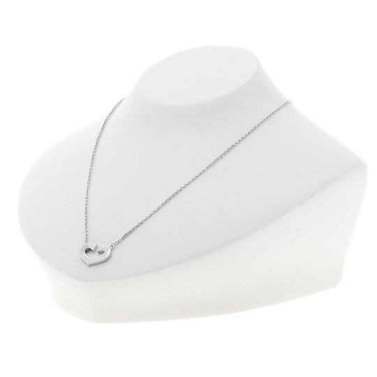 CARTIER Necklace K18WG Silver C heart Women Used Authentic