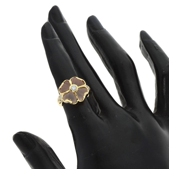 Boucheron Ring 18K Yellow Gold gold Crystal Flower Motif Diamond Diamond Women Used Authentic