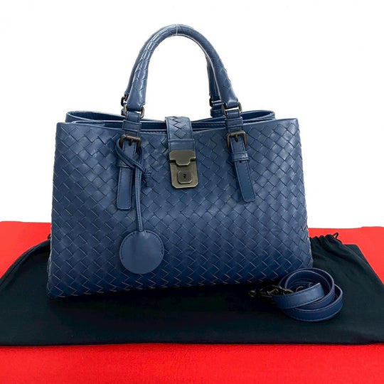 BOTTEGAVENETA Shoulder Bag leather blue INTRECCIATO