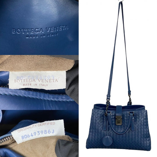 BOTTEGAVENETA Shoulder Bag leather blue INTRECCIATO