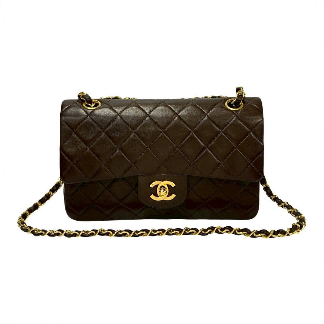 CHANEL Shoulder Bag lambskin Brown Matrasse