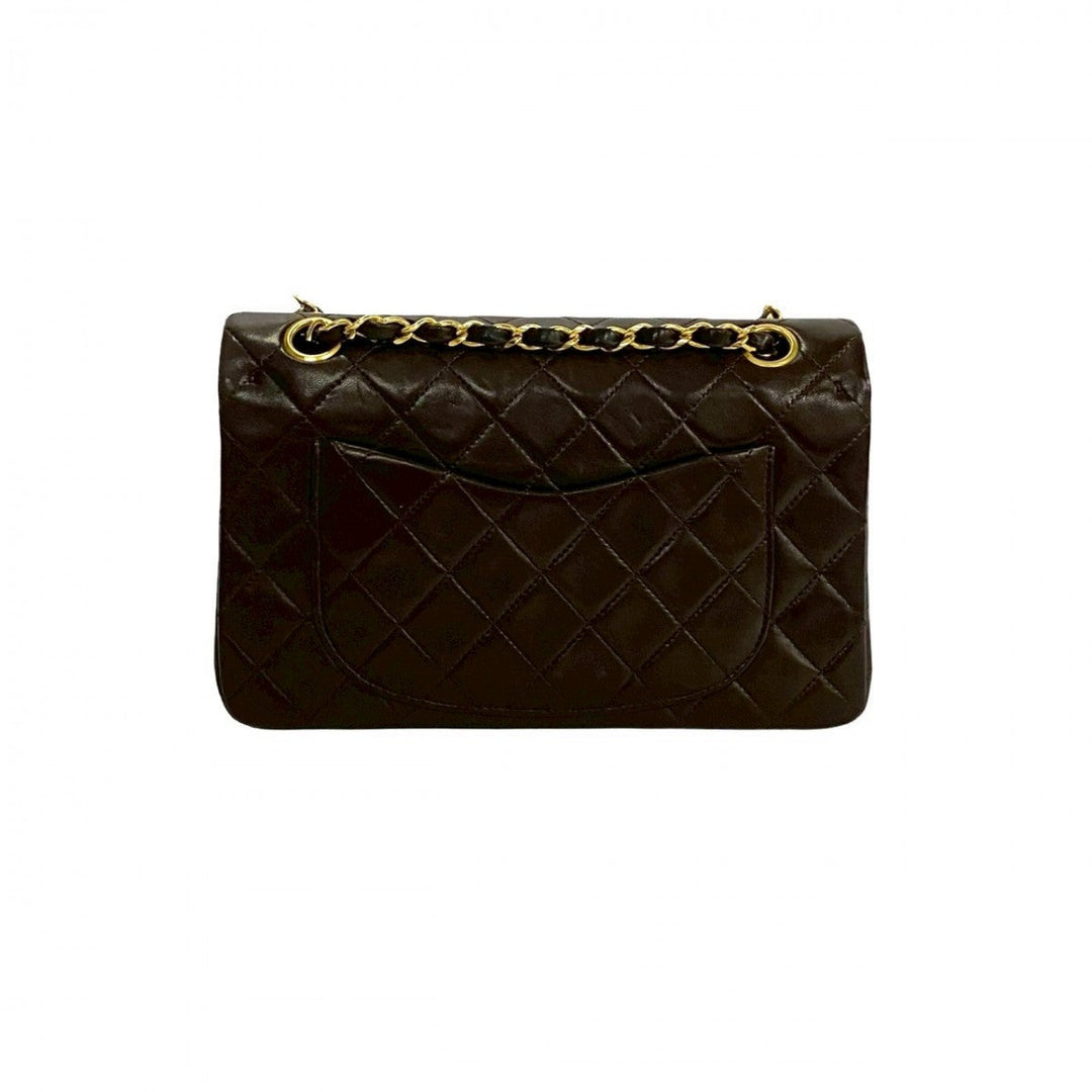 CHANEL Shoulder Bag lambskin Brown Matrasse