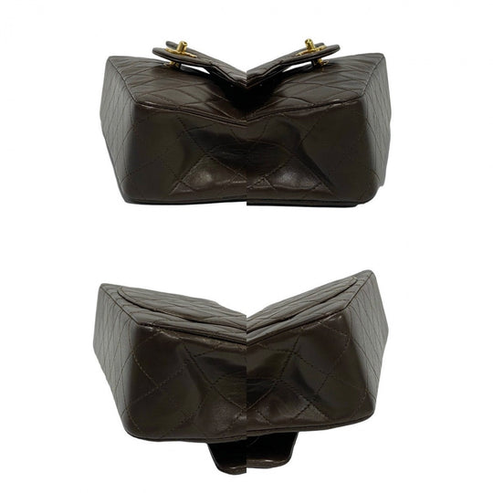 CHANEL Shoulder Bag lambskin Brown Matrasse